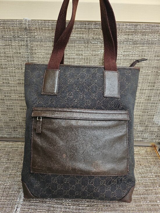 Gucci Handbags - Vintage Gucci Chocolate Brown GG Canvas Tall Tote Bag